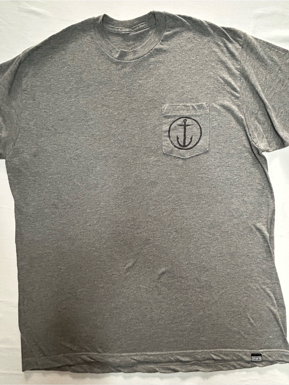 Captain Fin Mens Gray Pocket T Shirt Anchor Logo Surf Skate Tees - Picture 2 of 5